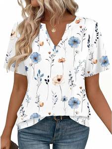 lot 1789 image: Zeagoo Womens Tops Short Sleeve V Neck Tee Shirts Cute Dressy Casual Clothing Business Work Blouse Size Large