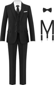 lot 1791 image: Boys Formal Suits Set, from Toddlers to Teen, Adjustable Waist, with Suspenders Size 12
