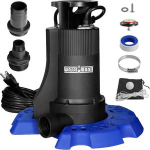 lot 1793 image: WASSERMANN Automatic Pool Cover Pump, 13 HP 4200GPH Submersible Pump Auto OnOff with Check Valve and 26FT Long Power Cord 115V Water Removal for Above Ground Pools, Hot Tubs, Spas - Retail $129.99
