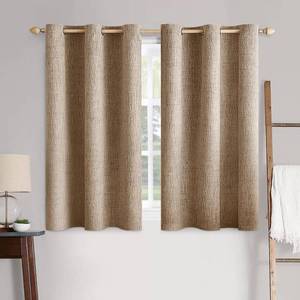 lot 1795 image: MIULEE 100% Blackout Linen Textured Curtains for Bedroom Solid Thermal Insulated Copper Brown Grommet Room Darkening Curtains & Drapes Luxury Decor for Living Room Nursery 42 x 63 Inch (2 Panels)
