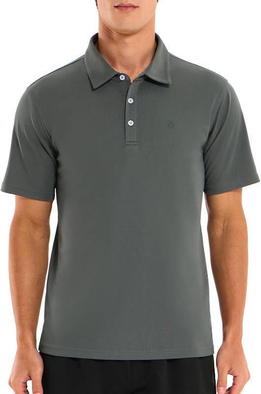 lot 10929 image: HODOSPORTS Mens Golf Polo Shirts Short Sleeve Casual Dry Fit Designed Collared Golf Shirts for Men Grey Size Small