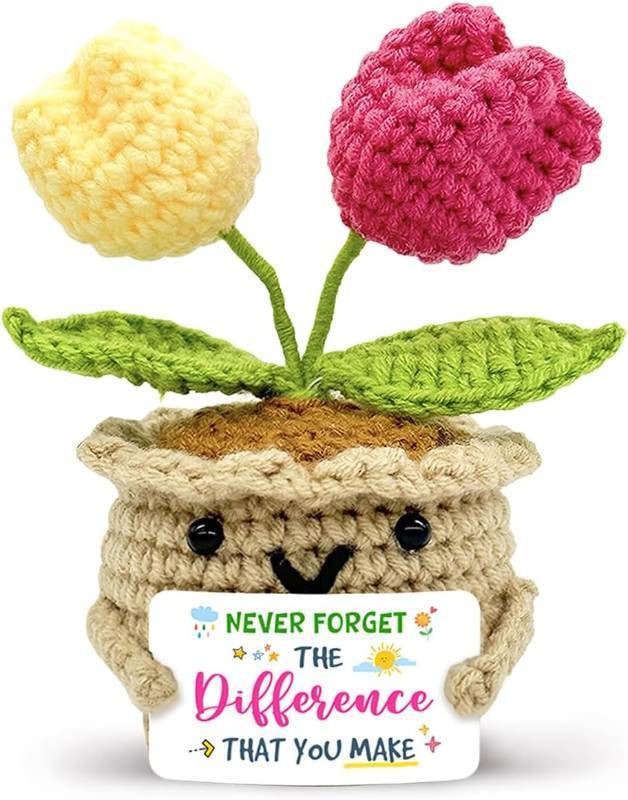 lot 10971 image: Tiny Detalles Positive Crochet Tulips Plants Gifts for Mom 2026, Meaningful Birthday Gifts for Mom, Never Forget The Difference that You Make Gift for Teachers Mentors Nurses Boss