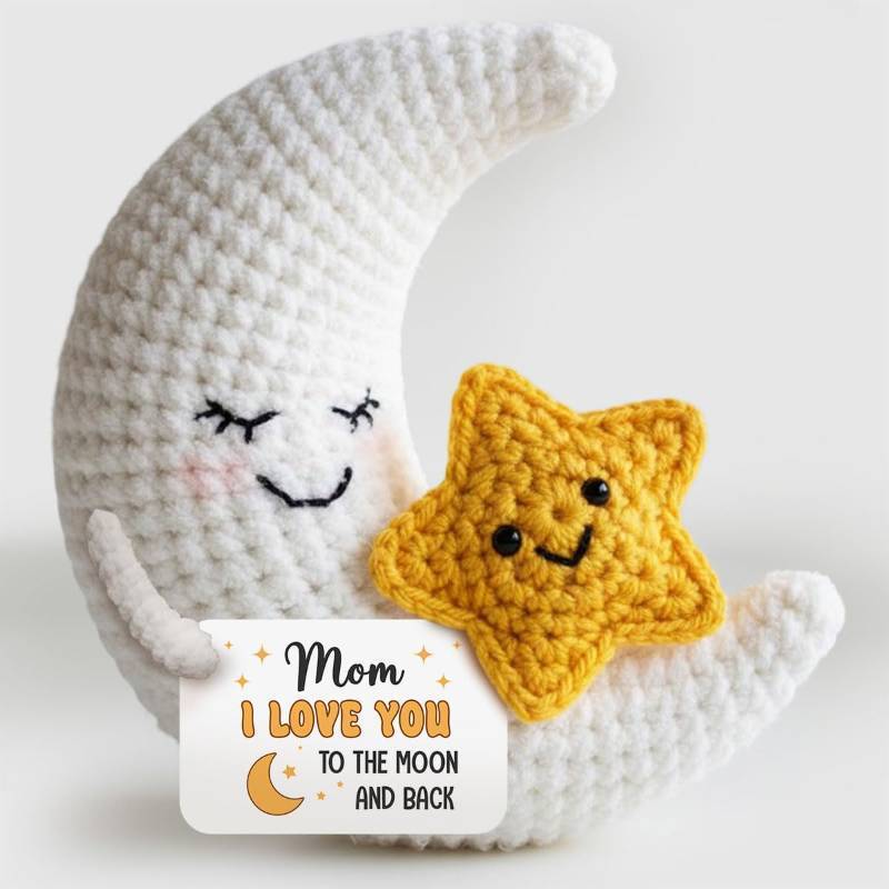 lot 10742 image: Birthday Gifts for Mom from Daughter Son - Crochet Gifts for Christmas Mothers Day, I Love You Mom to The Moon and Back Crochet, Gift Idea for Stepmom Mother in Law, Small Cute Decor Crochet
