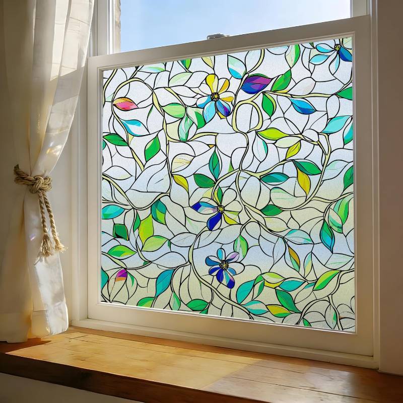 lot 10744 image: Window Film, Frosted Privacy, One Way Tint, UV Block, Heat Insulation, Anti-Glare, Static Cling, Renter Friendly for Home Bathroom Door