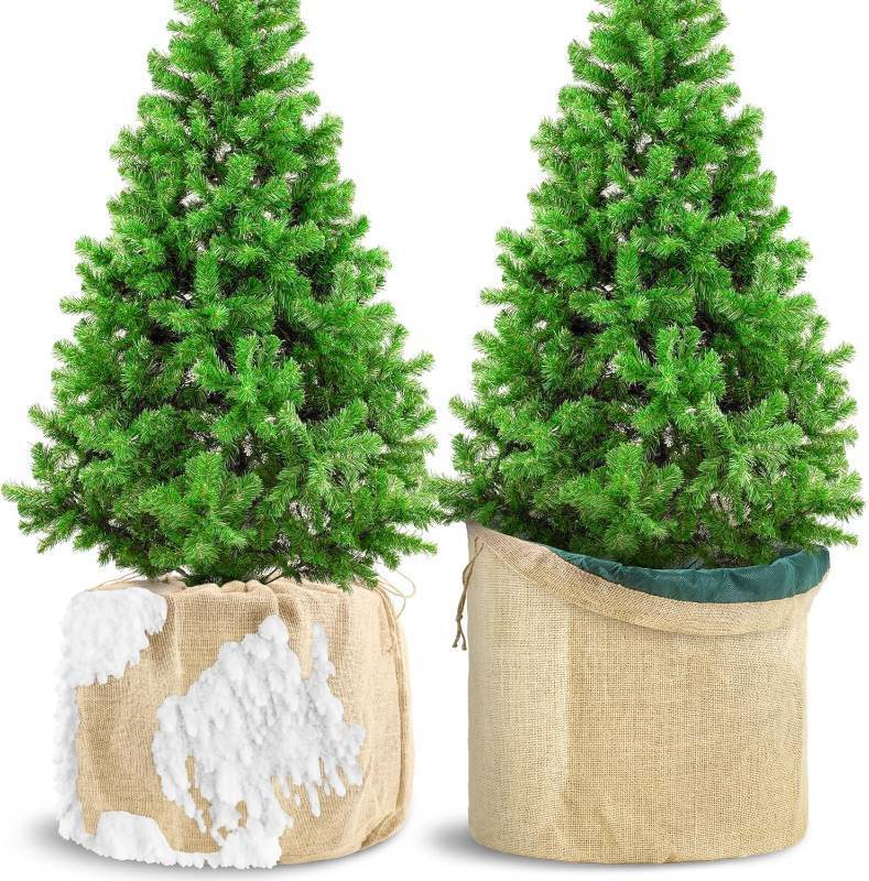 lot 10842 image: 2 Pcs Winter Plant Covers for Pot, 17.7 X 19.7 Burlap Plant Freeze Protection Cover for Flower Pot, Outdoor Pot Covers for Winter with Drawstring, Potted Plant Covers for Plants (17.7 Dx19.7 H(M))