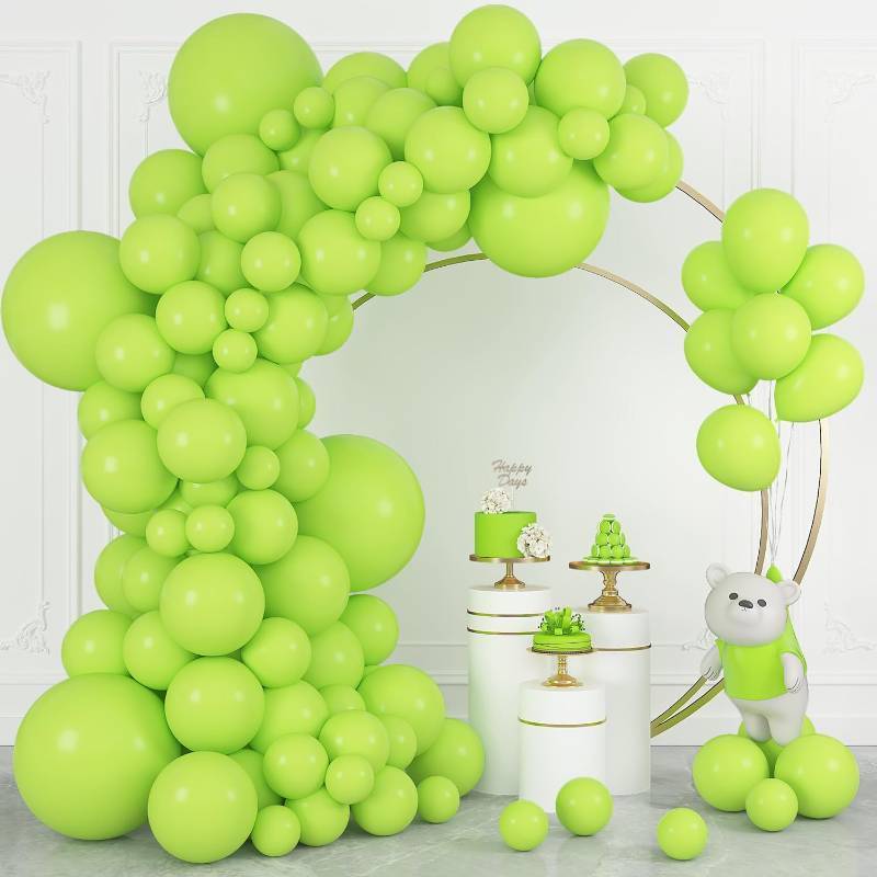 lot 12444 image: Ouddy Life 164Pcs Lime Green Balloons Different Sizes 18 12 10 5 - Matte Lime Green Latex Balloon Garland Arch Kit for Birthday Party Wedding Bridal Baby Shower Anniversary Graduation Decorations