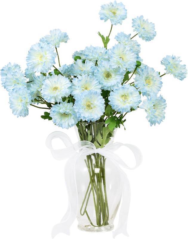 lot 12485 image: Coferset 6pcs Artificial Silk Mums Flowers Realistic Chrysanthemum Stems 22 Fake Gerbera Daisy for DIY Bouquet Centerpieces Floral Arrangements Vase Fillers Wedding Shower Decorations(Baby Blue)
