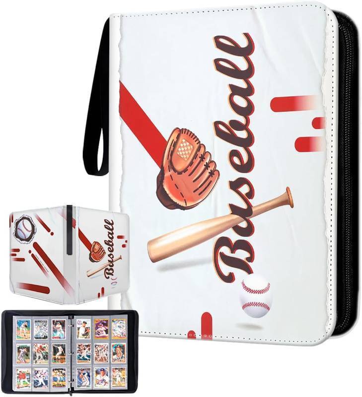 lot 12508 image: Leather product Baseball Card Binder With Sleeves, Sport Card Binder with aminated baseball design, Binder for Cards, Baseball Cards Binders 900 Pockets, Baseball Binder for Trading Cards.
