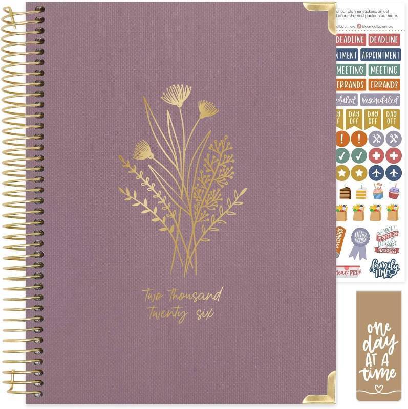 lot 11150 image: bloom daily planners HARDCOVER 2026 Planner for Women (January to December) - 8.5  x 11  Weekly & Monthly Dated Agenda Organizer Book with Stickers & Tabs - Purple Linen