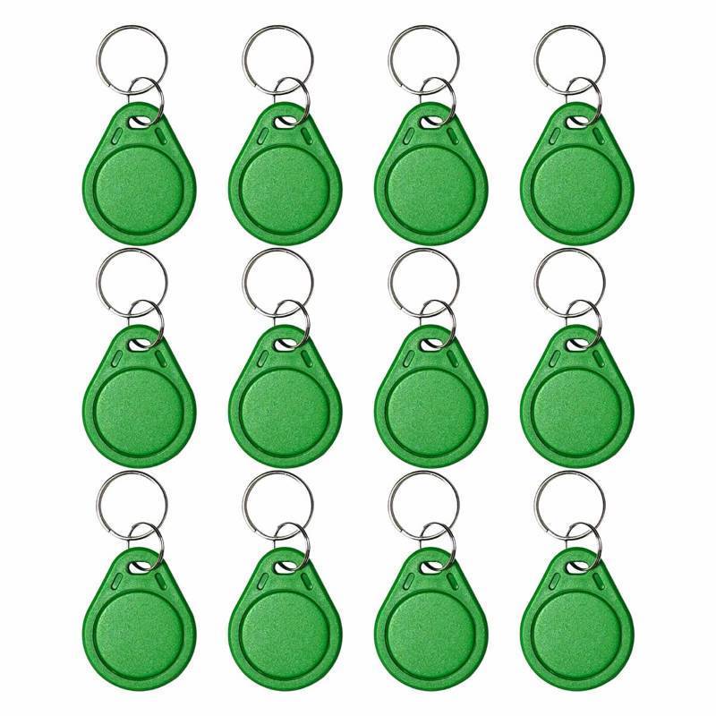 lot 12209 image: 12PCS T5577 RFID keyfobs Proximity ID Cards Buckles,125KHz RFID rewritable Copy Duplicate Access ID keyfobs(Green)