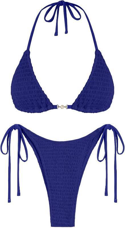 lot 12289 image: ZAFUL Bikini Sets for Women Halter Two Piece Swimsuits Sexy Triangle Bikinis Textured Cheeky Bathing Suit Size XL