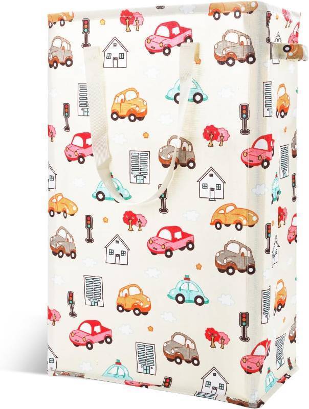 lot 13226 image: Odonata Slim Laundry Hamper Handles Collapsible Laundry Basket Thin Dirty Clothes Basket Narrow Laundry Bag Foldable Dirty Hamper 48L (Car)