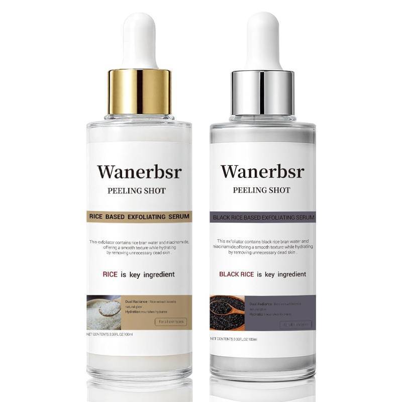 lot 13235 image: Peel Shot Exfoliant Rice Ampoule Duo   White & Black Rice Extract Face and Body Peeling & Pore Care   For Hydration Serum All Skin Types