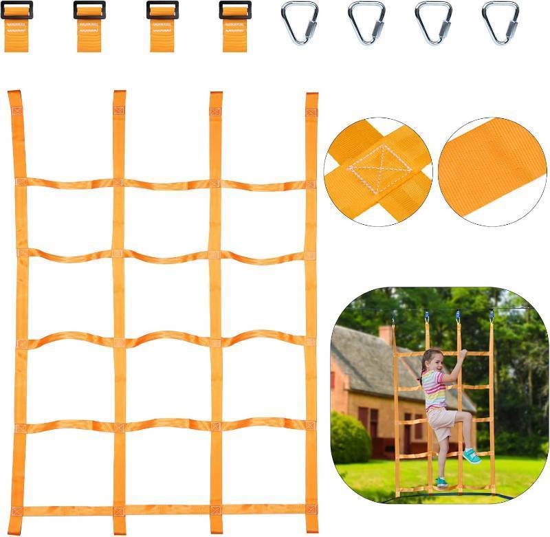 lot 12870 image: ninja line Climbing Net for Kids Outdoor,Climbing Cargo Net Kids Playground, Accessories for Ninja Warrior Obstacle Course for Kids,Climbing Rope Ladder for Ninja Slackline&Jungle Gyms Backyard