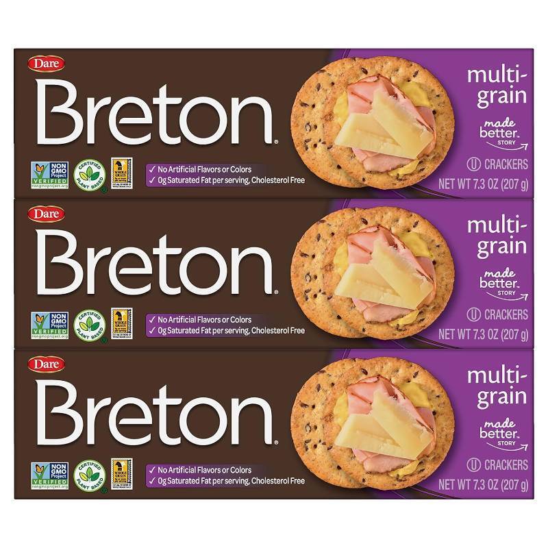 lot 12883 image: Breton Multigrain Crackers, 7.3 Ounce (Pack of 3)