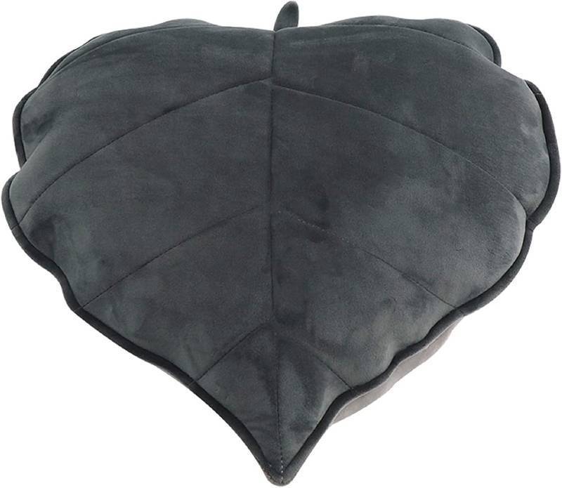 lot 13081 image: YILANLAN Fun leaf pillow plush floor pillow simulation office cushion chair sofa car pillow simple room decoration pillow (50cm50cm, Grey)