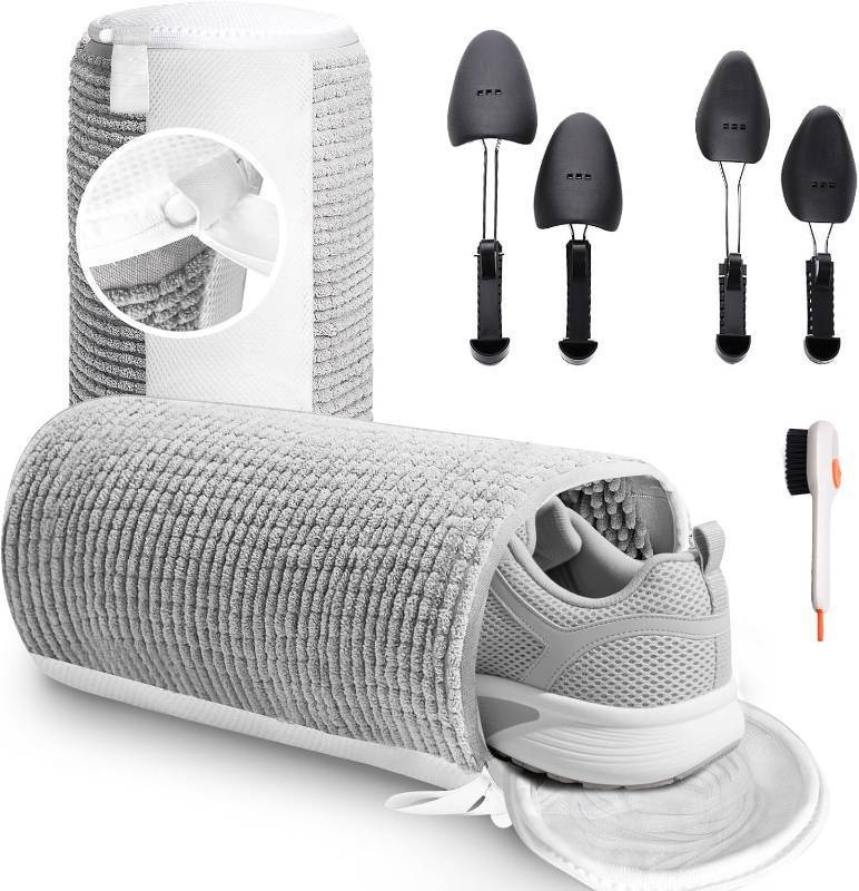 lot 13523 image: Shoe Washing Machine Bag, 2PCS XXL Shoe Washing Bag for Washing Machine, Reusable Mesh Shoes Laundry Bag, Keep 360  Wrap-around Cleaning, Adjustable Shoes Trees- Prevents Deformation (15.3in 7.48in)