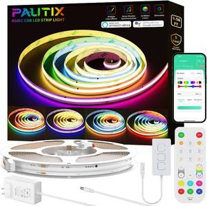 lot 1081 image: PAUTIX RGB Smart IC COB LED Strip Lights,6.56ft2m Addressable UL-Listed 24V Chasing Color Flexible Tape Light Multicolor,Work with AlexaGoogle Assistant,for Cabinet,TV,Bedroom,Party DIY Decoration