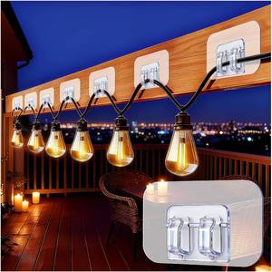 lot 1083 image: 50Pcs Hooks for Outdoor String Lights Clips, Adhesive Cord Clip for Wall Wire Holder, Christmas Light Clips for LED Hanging Balcony String Lights