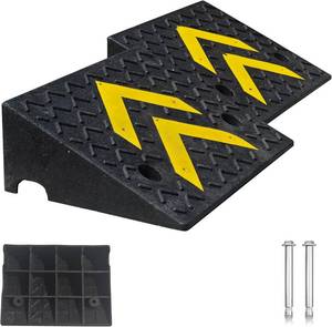 lot 1106 image: Rubber Curb Ramp, 6 Rise Height 2 Pack, Heavy-Duty 11000 lbs5 T Capacity Threshold Ramps for Sidewalks, 17.13 L x 13 W Driveway Curb ramps with Deepened Anti-Slip Texture for Cars