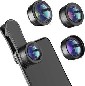 lot 1113 image: Phone Camera Lens,Upgraded 3 in 1 Phone Lens kit-198  Fisheye Lens  Macro Lens  120  Wide Angle Lens,Clip on Cell Phone Lens Kit Compatible with Samsung Android Smartphones