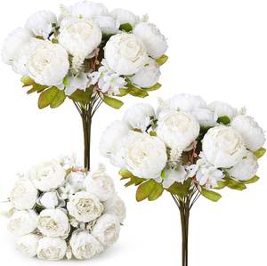 lot 1116 image: Silk Peony Flower Arrangement, 2 Bouquets Vintage White Artificial Hydrangea Stems for Wedding, Home, Centerpiece, Table Decor