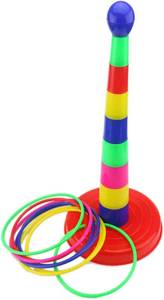 lot 1118 image: Ogrmar 18 Colorful Plastic Sport Ring Toss Game Set for Kids