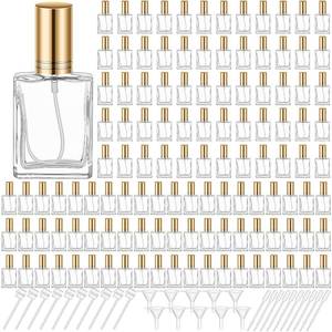lot 1119 image: Domensi 30 Pcs 10153050 ml Glass Perfume Bottles Mini Glass Empty Spray Atomizer Bottles Bulk Refillable Perfume Dispenser Container with Pump Tool for Travel Skin Care (15 ml,Gold)