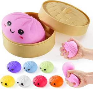 lot 1123 image: Dumpling Squishies, Giant Dumpling Mystery Box, Colorful Dumplings Stress Balls Fidget Sensory Toy, Stocking Stuffers with Food Steamer Stretchy Desk Toys (Pink)