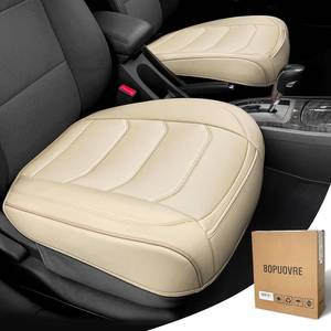 lot 1128 image: BOPUOVRE Car Seat Cover for Luxury & Comfort - PU Leather, Anti-Slip, Full Wrap Protection with Storage Pocket for Bottom Cushion - Universal Fit for 95% of Vehicles (Yellowish-White,2 Piece)