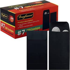 lot 1145 image: Bonfasvo 200 Pack #7 Black coin envelope 3.5 x 6.5 inches Kraft Envelopes Classic Small Parts Envelopes with Self Adhesive Gummed Flap for Coins Cash Credit Cards Seeds