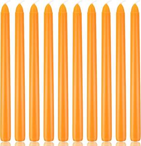 lot 1152 image: 10 Inch Orange Taper Candles, 10 Pack Unscented Candlesticks for Dinner, Fall Harvest, Halloween, Seasonal Celebration and Home Decoration