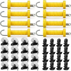lot 1161 image: Tondiamo 8 Sets Electric Fence Gate Handle Set with Anchors and Insulators Including 8 Pcs Plastic Electric Fence Gate Handle with Spring, 16 Pieces Anchor Set, 16 Pieces Black Insulators