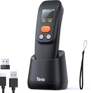 lot 1166 image: Tera Barcode Scanner Wireless Portable 1.4 Large LCD Screen 1200mAh Battery with Charging Cradle Ergonomic Design 1D 2D QR Works with Bluetooth 2.4G Wireless USB Wired Bar Code Reader Model 1600