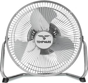 lot 1170 image: TEMPWARE 9 inch Floor Fan, 3-Speed Portable Metal Fan with Adjustable Tilt, Quiet Small Cradle Floor Fan for Home, Office, Bedroom