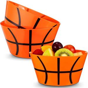 lot 1286 image: Reallnaive 2 Packs 12 Basketball Chip and Dip Bowl Basketball Snack Bowls Sports Event Party Plastic Bowls Orange and Black Reusable Candy Snack Bowl Fruit Candy Holder for Party Table Decoration