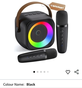lot 1291 image: Mini Karaoke Machine, Portable Bluetooth Karaoke Speaker with 2 Wireless Microphones and Party Lights for Kids and Adults, Birthday Gifts for Girls Boys Family Home Party