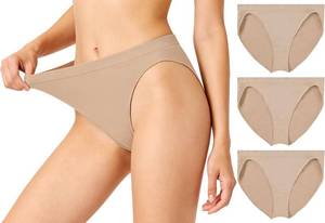 lot 1321 image: 3Pcs Dance Nude Briefs Seamless Underwear for Women and Girls Gymnastics Ballet Beige Undergarments Size Child Large