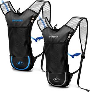 lot 1325 image: 2 Pack Hydration Backpack Pack with 2L Hydration Bladder, TNYSPORT Lightweight Breathable Water Backpack with 3 Layer Pockets, Reinforced Shoulder Straps for Hiking Running Cycling