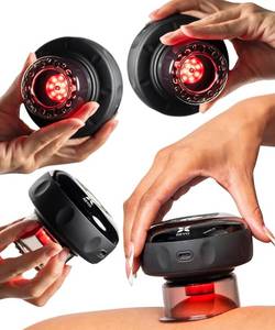 lot 1079 image: REVO The Original 4-in-1 Smart Cupping Therapy Massager, Red Light Therapy for Targeted Pain Relief, Knots, Aches, Muscle Soreness, Circulation &amp Tighter Skin, Portable Cupping Kit (Four Pack) - Retail $136