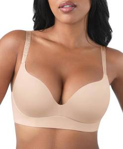 lot 1263 image: FeelinGirl Wireless Bras Comfortable Push Up Bra Full Support Lift Bralette Seamless Tshirt Bras Size 34D