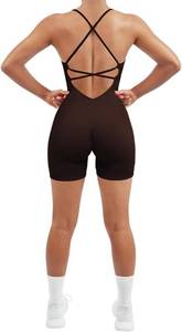 lot 1265 image: SUUKSESS Women Strappy Romper Seamless Jumpsuit Tummy Control Padded Sports Bra Size Small