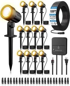lot 17050 image: ZZXX All-in-One Low Voltage Landscape Lighting Kit, 12-Pack LED Landscape Lights with Transformer 100FT Wire and Connectors, 2700K Waterproof Landscape Spot Lights for Garden Yard House Tree