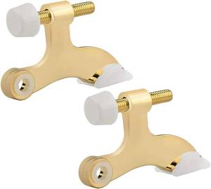lot 17067 image: HOMOTEK 2 Pack Hinge Pin Bright Brass Door Stopper, Gold Door Stops, Adjustable Deluxe Heavy Duty Door Stopper 2-12x1-34 ,with White Rubber Bumper Tips