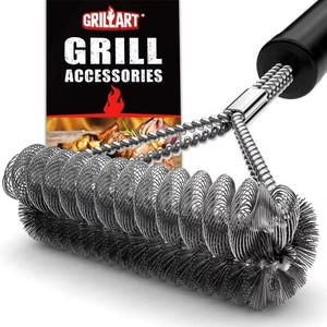 lot 17071 image: GRILLART Bristle Free and Wire Combined Grill Brush with 17 Handle, Safe and Efficient BBQ Cleaner