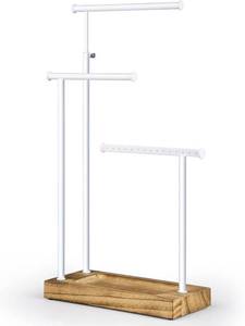 lot 1042 image: SRIWATANA Jewelry Organizer Display Extra Tall Necklace Holder 3 Tier Jewelry Tree Stand, Gift Idea (Carbonized Black & White)