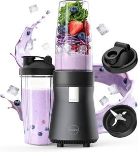lot 1043 image: iCucina Smoothie Blender, Personal Blender for Shakes and Smoothies, 700W Pulse Technology Single Serve Blenders with 2 x 28oz Protable Cups for Ice Crush, Frozen Fruit Drinks