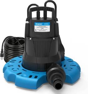 lot 1048 image: Acquaer 14 HP Automatic Swimming Pool Cover Pump, 2250 GPH Submersible Sump Pump with 34  Check Valve Adapter &amp 25ft Power Cord, Water Removal for Pool, Hot Tubs, Rooftops, Water Beds and more - Retail $129.99