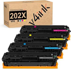 lot 1065 image: v4ink 202X Toner Cartridge Replacement for HP 202X 202A CF500X CF501X CF502X CF503X Toner for HP Pro M254dw M254nw M281dw M281cdw M281fdw M280nw Ink (Black Cyan Magenta Yellow, 4-Pack High Yield)