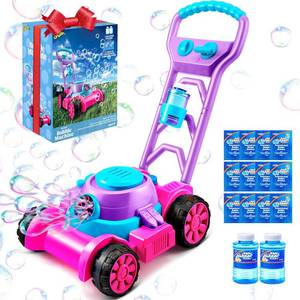 lot 1071 image: SLOOSH Bubble Lawn Mower Toddler Toys - Spill-Proof Bubble Machine Pretend Gardening Toy for Age 1 2 3 1-3 Year Old Toddler Indoor Outdoor Use, Baby Girl Push Toys Easter Birthday Gift (Pink)